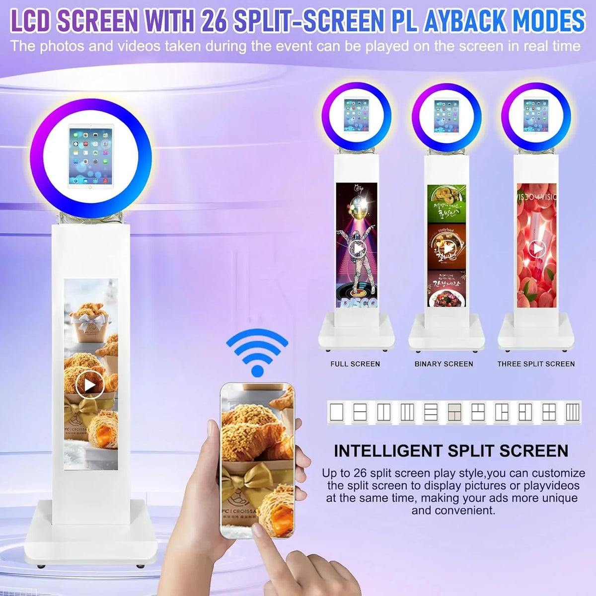 Portable iPad Photo Booth With 29in LCD Screen, RGB Ring Light, Remote Control And Flight Case