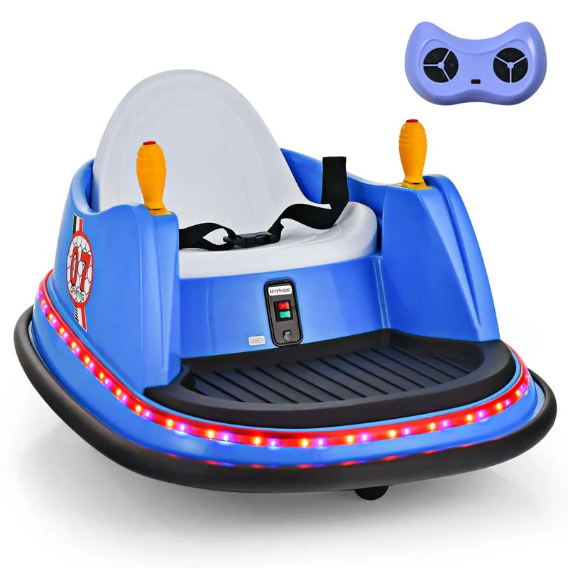 12V Toddler Battery Powered Bumper Car With Dual Joysticks And 360 Degree Spin