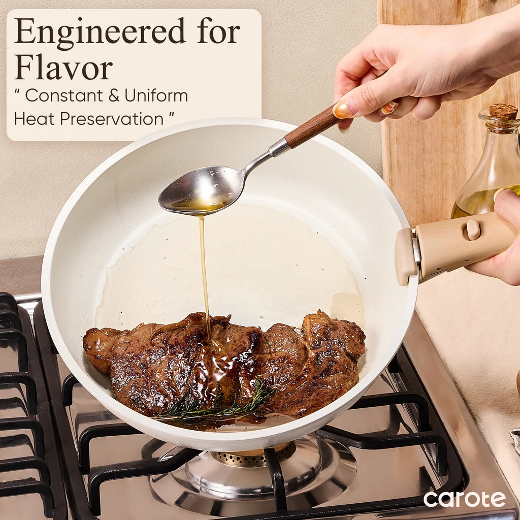 Carote 21 Pcs Nonstick Cookware Set With Detachable Handles, Oven/Dishwasher Safe