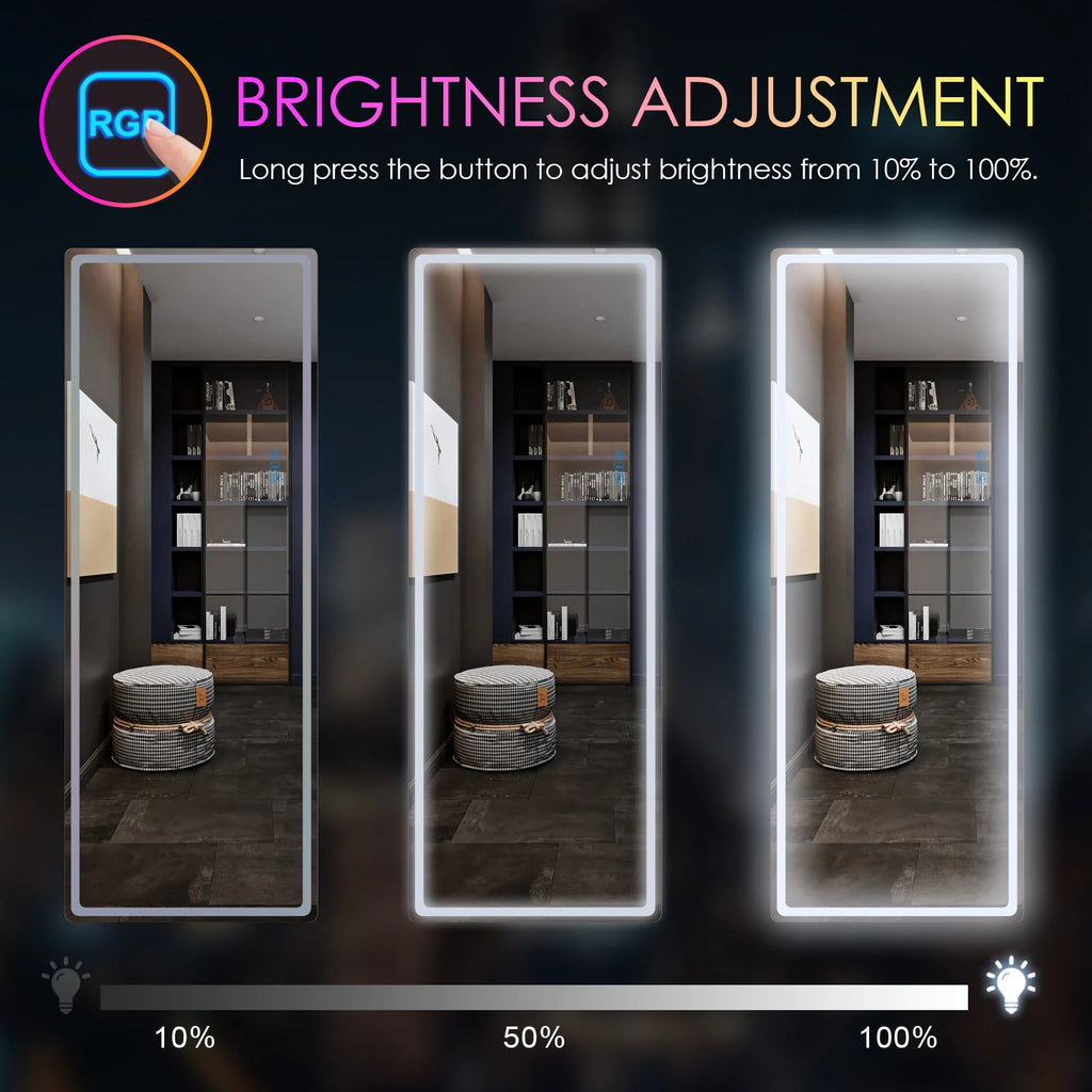 LVSOMT Full Length RGB LED Mirror, 47in x 18in, Black