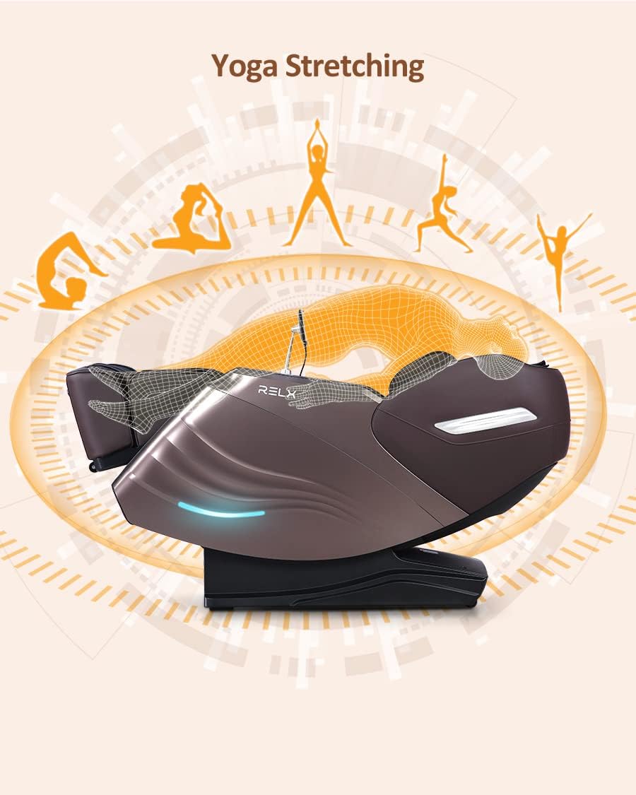 RELX Full Body Massage Chair, 20 Modes, 53-inch SL-Track, Brown
