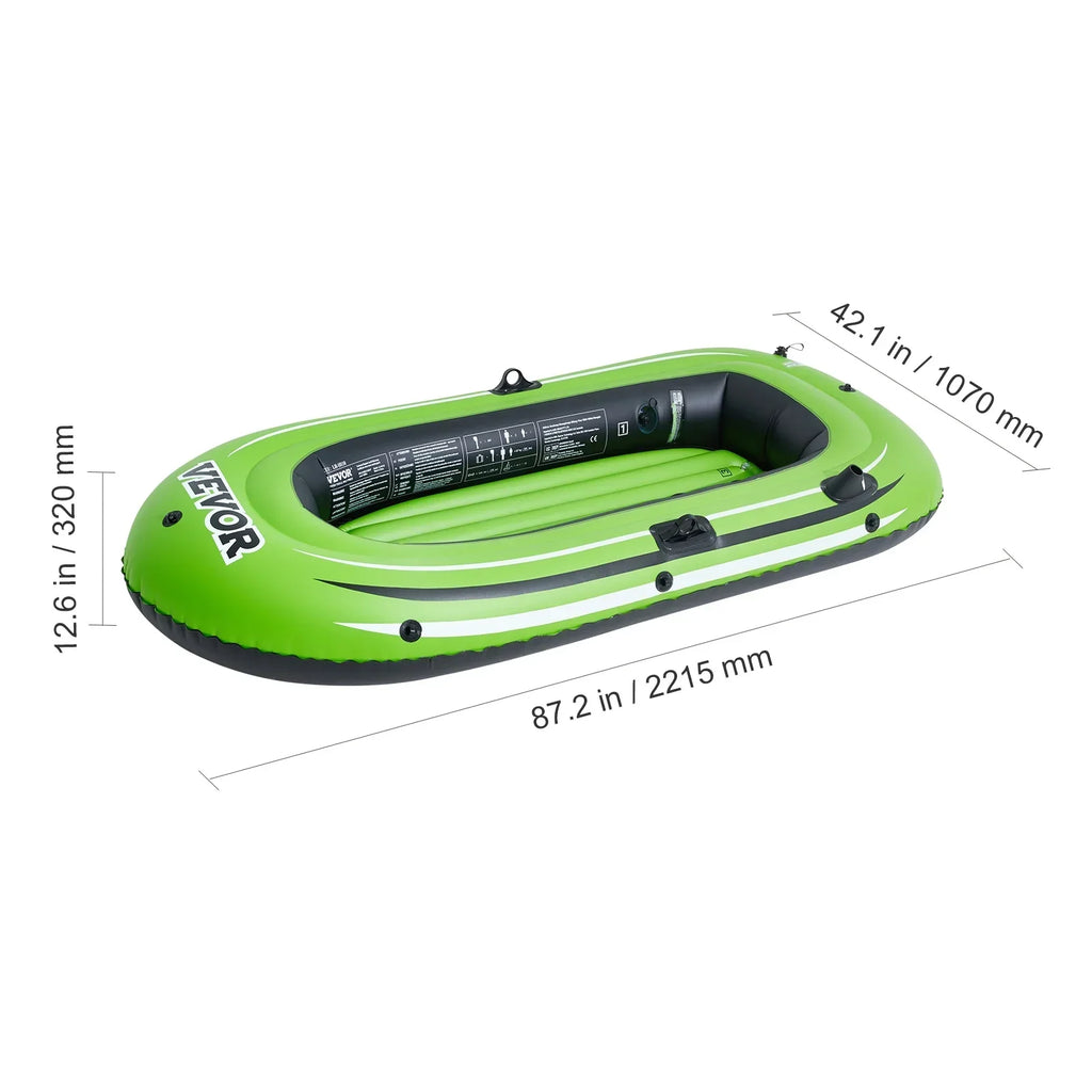 SKYSHALO 2-Person PVC Inflatable Boat With Aluminum Oars And Pump