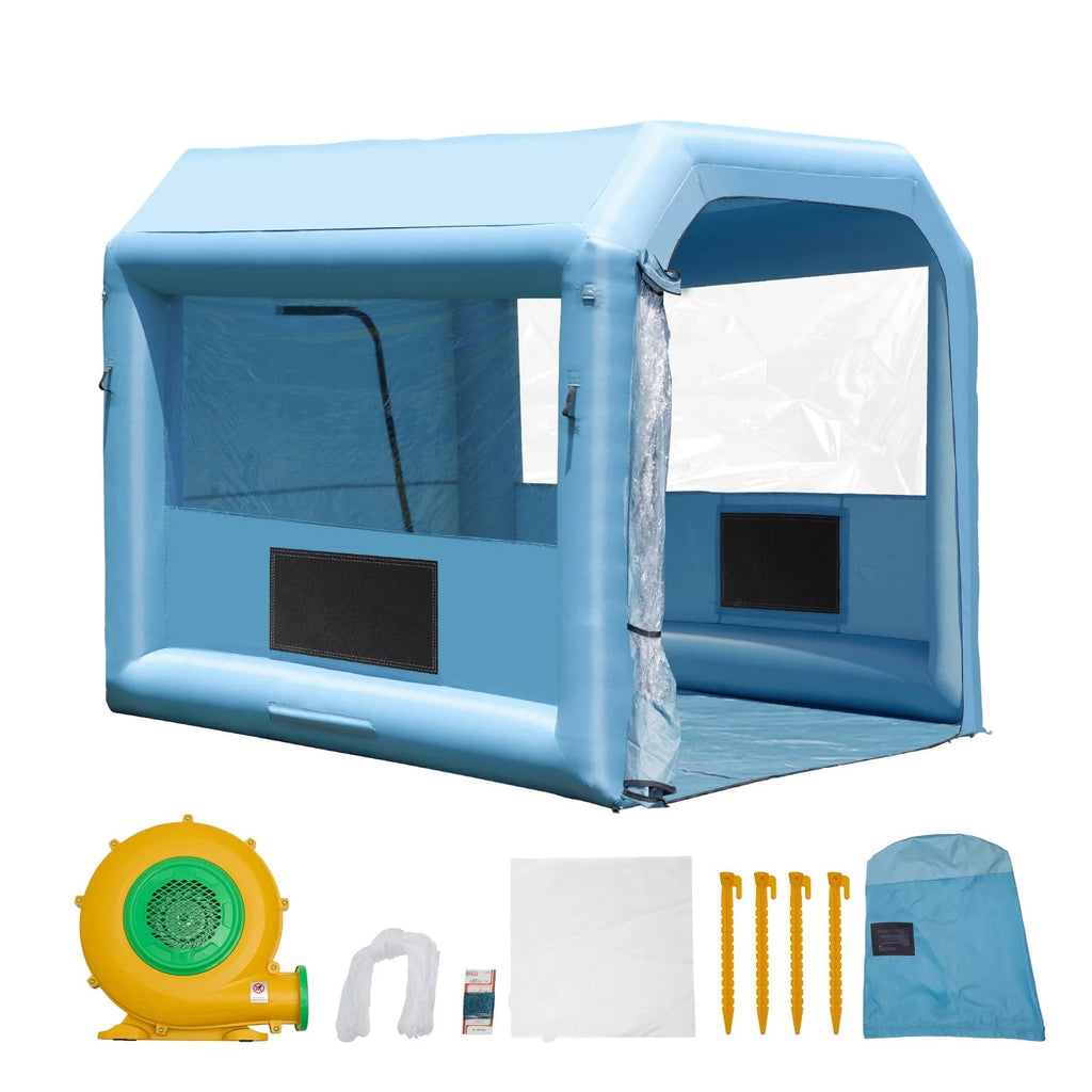 KFFKFF Portable Inflatable Spray Shelter 9.8 x 8.2 x 8.2 ft With 550 W Blower And Filtration System - GZYJXKF03