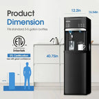 Bottom-Load Self-Cleaning Water Dispenser With Built-In Ice Maker, 5 Gallons, Black