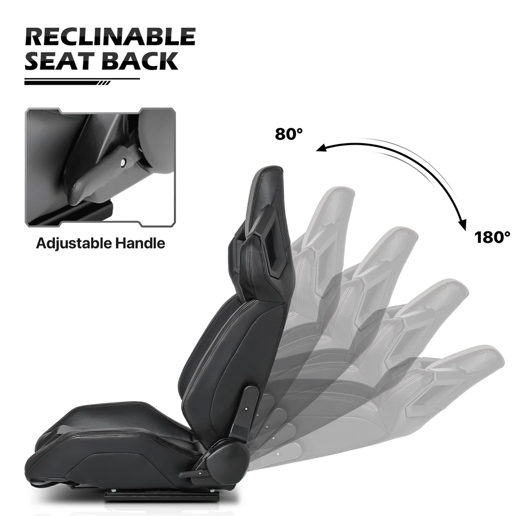 MoNiBloom Racing Simulator Game Seat, Black, 21.0 x 20.5 x 38.0 in, 330lbs, 80-180 Degree Backrest