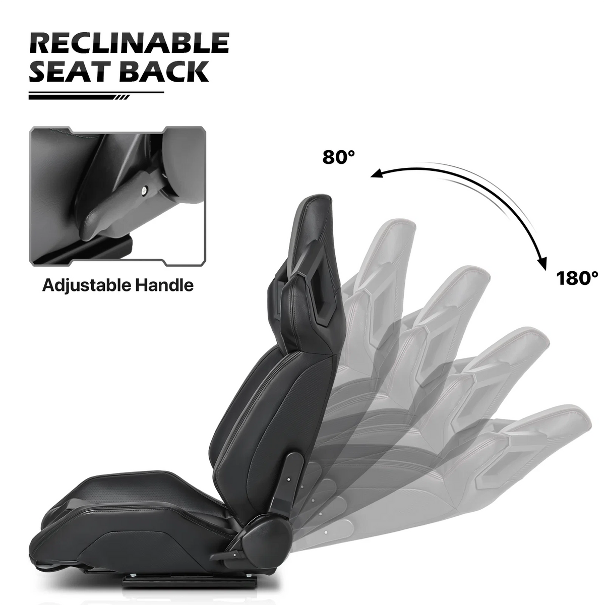 MoNiBloom Racing Simulator Game Seat, Black, 21.0 x 20.5 x 38.0 in, 330lbs, 80-180 Degree Backrest