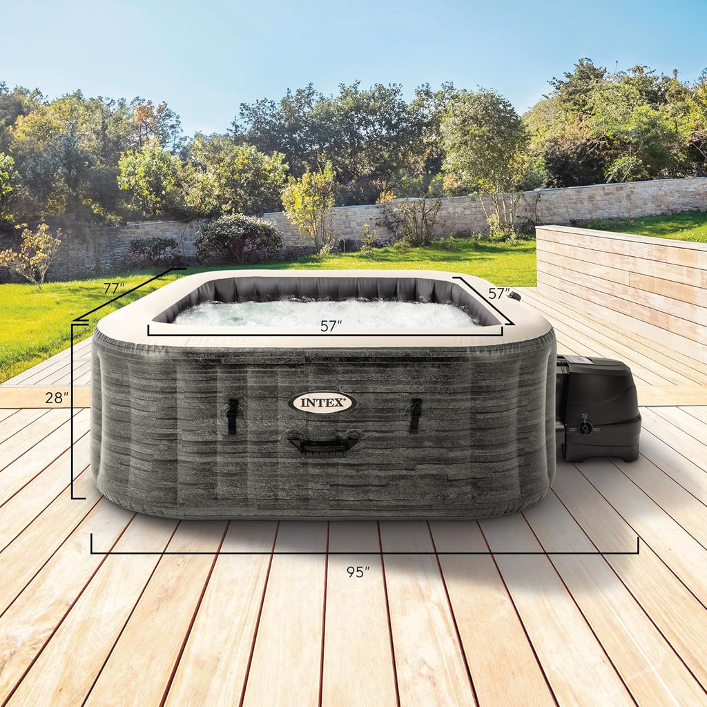 INTEX PureSpa Greystone Deluxe Spa Set, 6 Person, 77 x 77 x 28 in - 28451EP