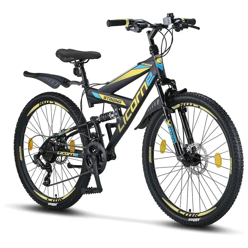 Licorne Bike Strong 2D Premium Hardtail Mountain Bike - Aluminum Frame, 21-Speed Drivetrain
