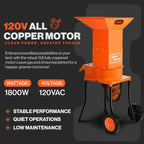 SuperHandy Electric Leaf Mulcher Shredder, 15-AMP 1800 Watt 120VAC - GUO056