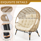 NICESOUL Double Egg Wicker Loveseat Chair, 2 Person, Beige