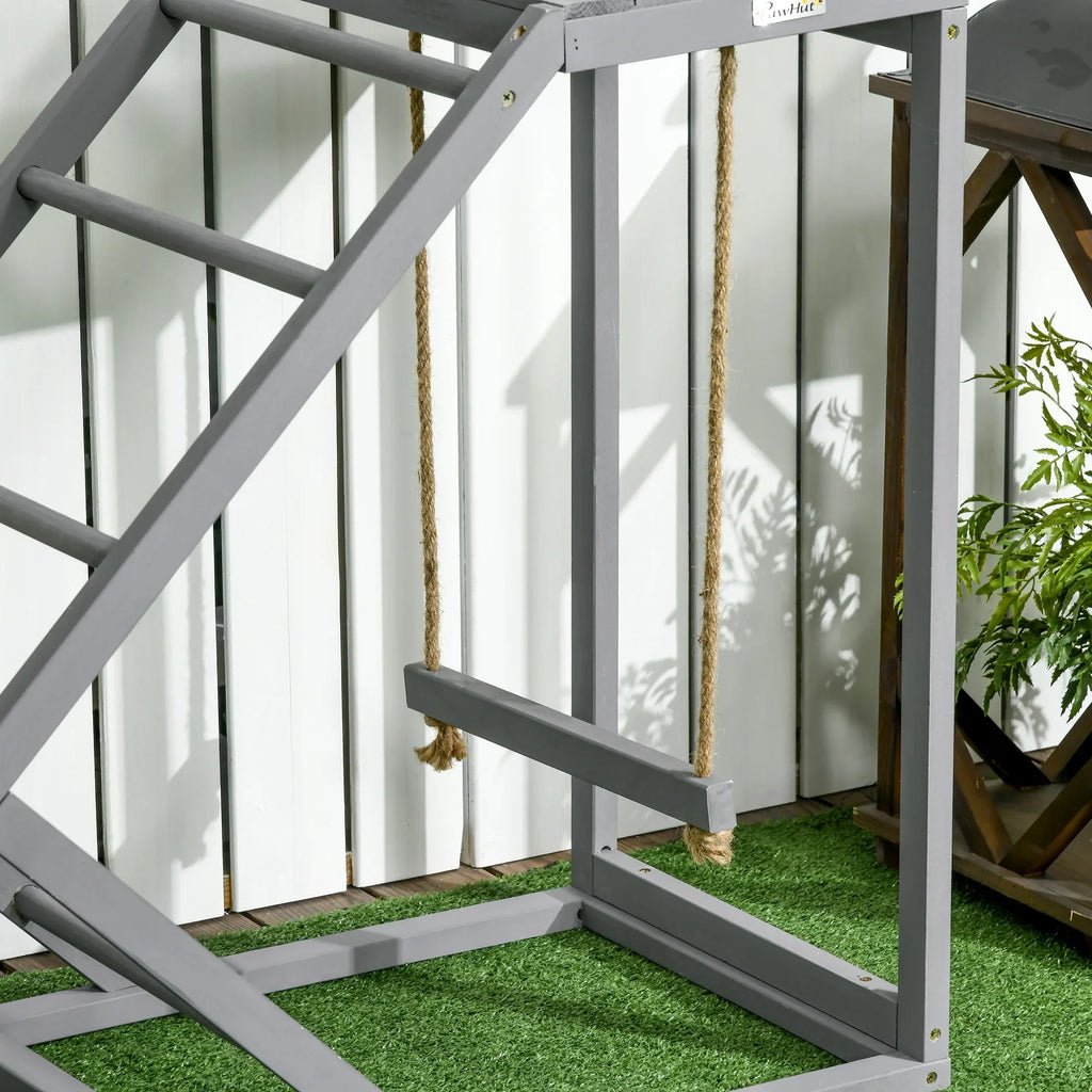 PawHut Chicken Activity Play Center With Swing, Perches And Platform, Pastel Gray - D51-350V00GY
