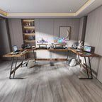 L-Shaped Gaming Computer Desk With Removable Monitor Stand, 51.3 in x 19.8 in x 29 in