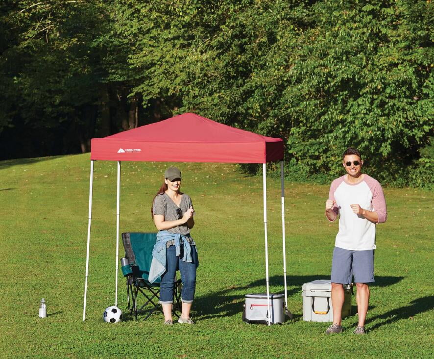 Ozark Trail Instant Canopy Outdoor Shade Shelter, Brilliant Red, 4 ft. x 6 ft. x 85 in.