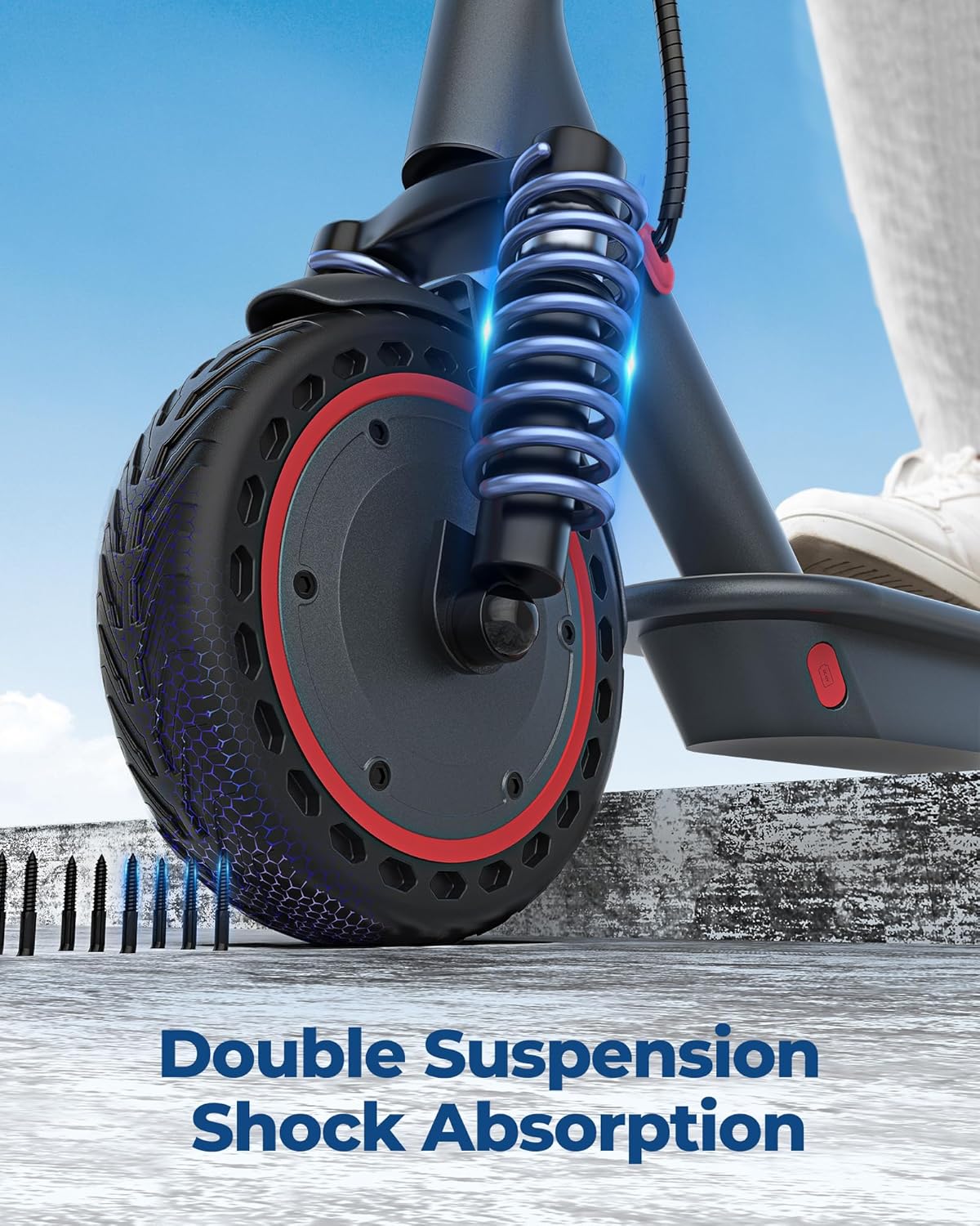Electric Scooter With Solid Tires And Dual Braking - 350W/500W