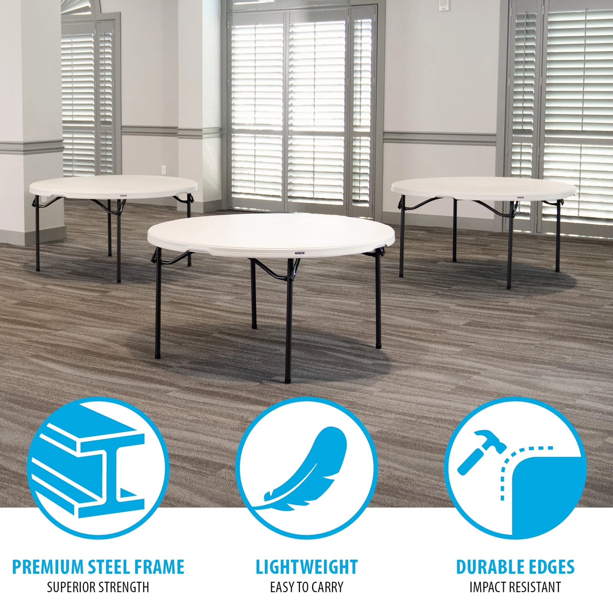 Lifetime 60 Inch Round Commercial Folding Table, Almond - 280435