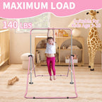 Expandable Gymnastics Bar For Kids, Folding, Height Adjustable 35-51 in, Pink