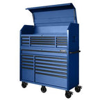 23-Drawer Heavy Duty Rolling Tool Chest And Top Cabinet Set, 56 in. W x 22 in. D, Matte Blue