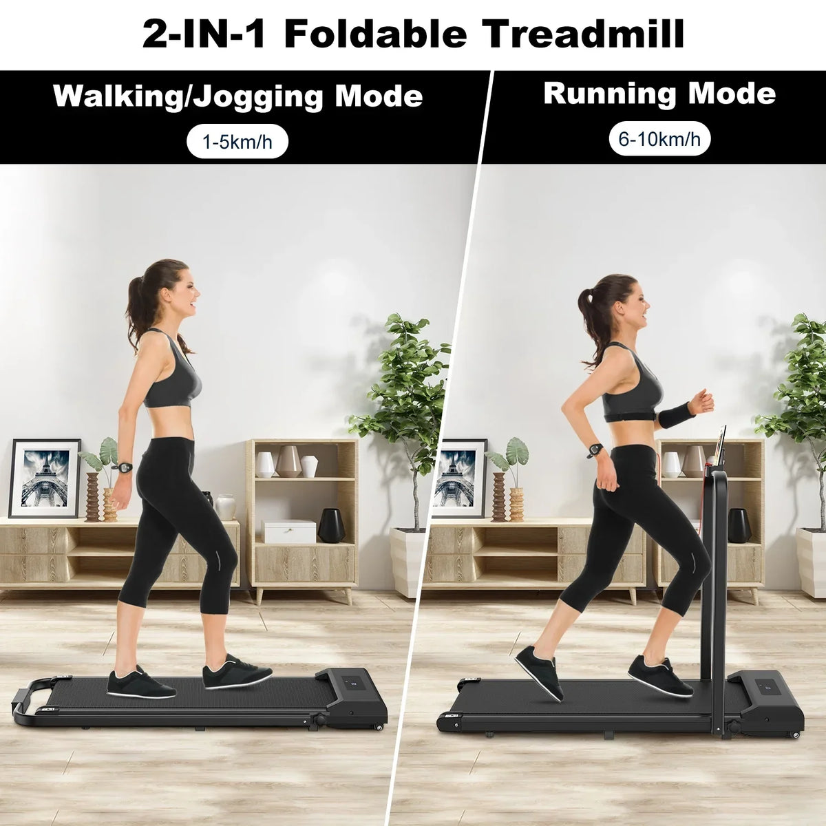 Bigzzia 2-in-1 Under Desk Treadmill, 2.5HP, 6.25MPH, 265 Lb