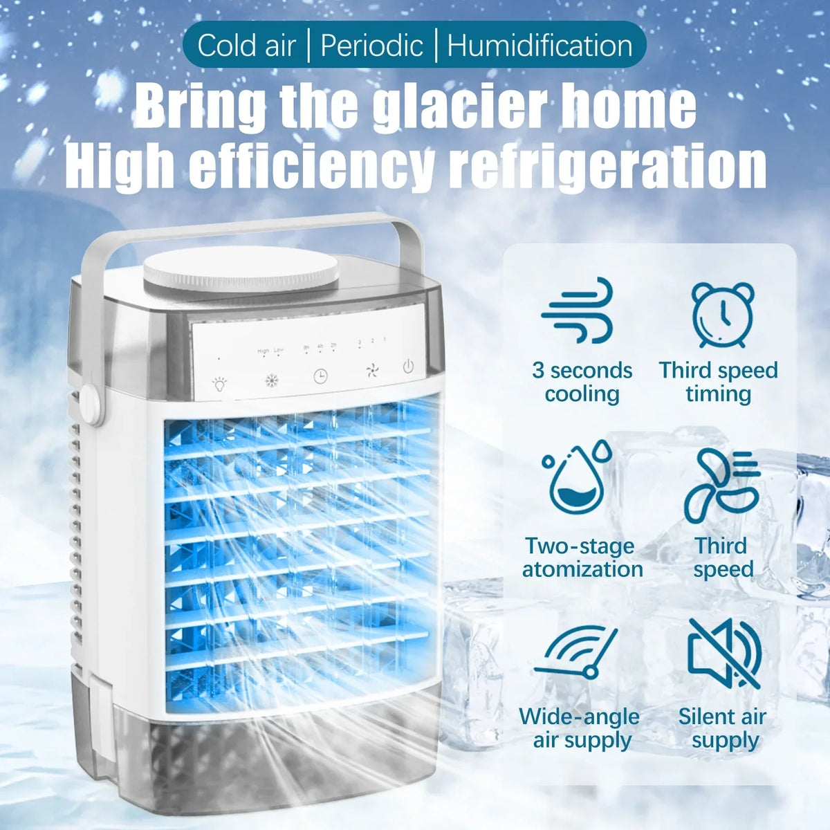 Homester Portable Evaporative Air Cooler Fan, 1000ml Tank, 3 Speeds, White