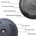 Nice C Half Balance Ball Trainer With Resistance Bands, Foot Pump, 23 inch x 8 inch - Grey