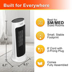 Caynel Oscillating Ceramic Tower Space Heater, 1500W, White