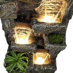 Outdoor Garden Water Fountain, 4 Tiers, 55.5 in High, Glass Fiber Reinforced Concrete