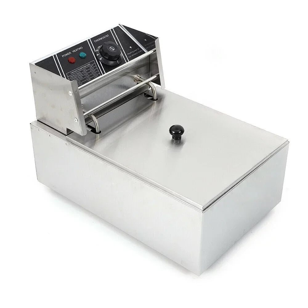 denest 5kW Large Single-Tank Electric Deep Fryer With Fry Basket - 6/12L