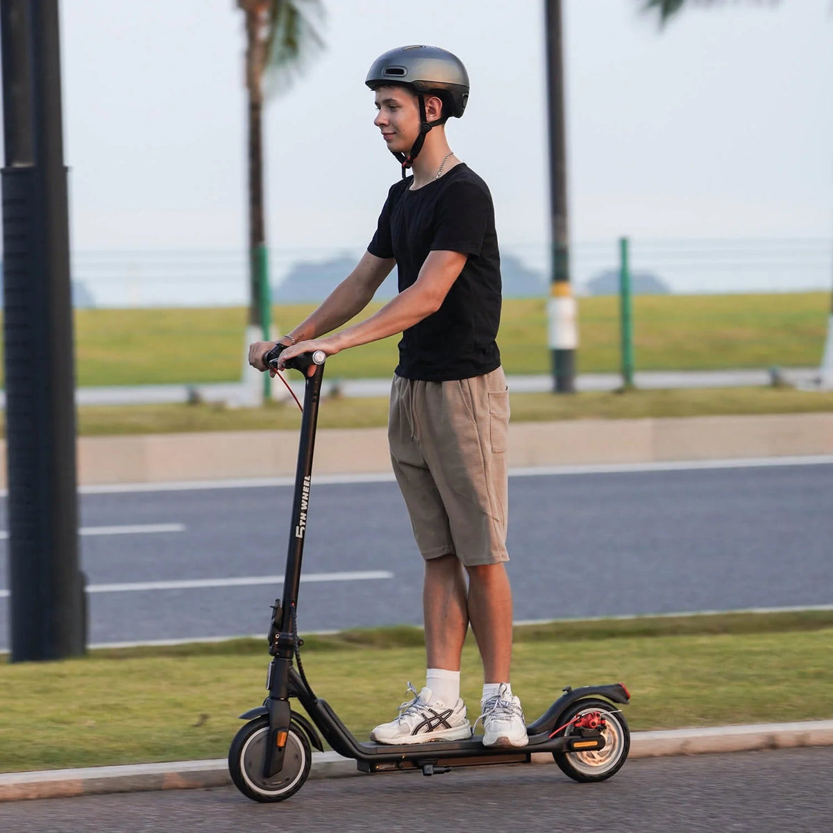 5TH WHEEL Electric Scooter With Turn Signals, 300W, 8.5 in Solid Tires, 18 mph, 12 Miles, Black - W16S