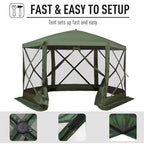 Outsunny 12' X 12' Hexagon Pop Up Screen House With Mesh Netting Walls And Carry Bag