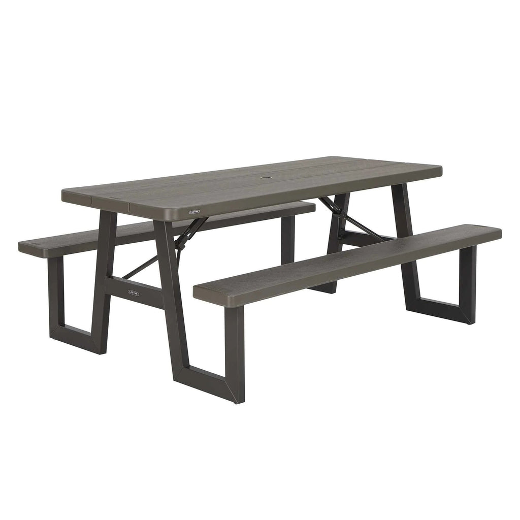Lifetime 6-Foot W-Frame Folding Picnic Table, Brown - 60233