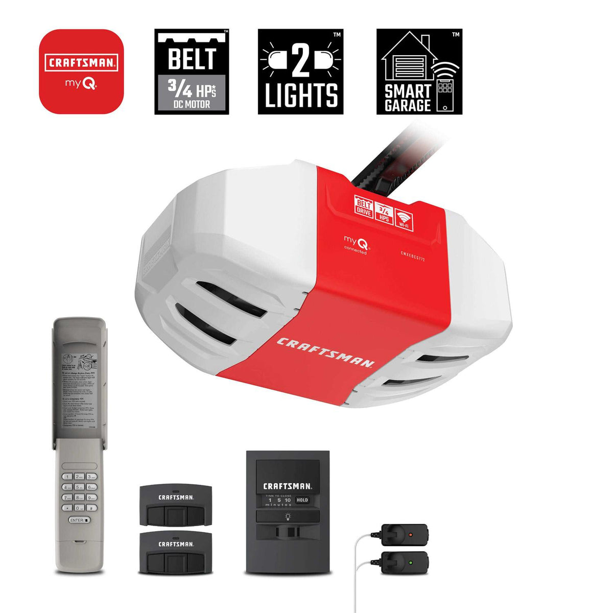 CRAFTSMAN 3/4 Hps MyQ Smart Belt Drive Garage Door Opener With Wi-Fi - CMXEOCG772