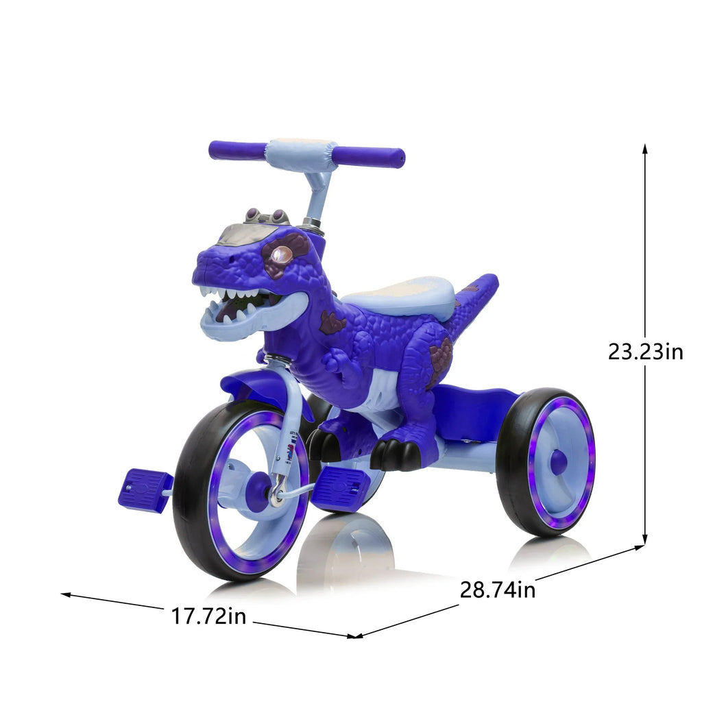 Xuanlur Kids' Dinosaur Tricycle With Flash Wheels, Music And LED Lights - Green